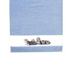 Detská osuška 75x150 cm, motív mačiatka, modrá%