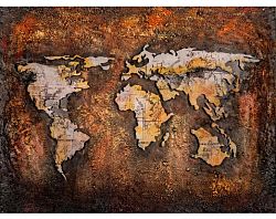 Kovový obraz na stenu Mapa sveta 80x60 cm, vintage%