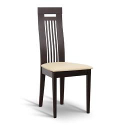 Drevená stolička, wenge/ekokoža béžová, EDINA, poškodený tovar