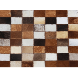Luxusný kožený koberec, hnedá/čierna/biela, patchwork, 120x184, KOŽA TYP 3