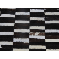 Luxusný kožený koberec,  hnedá/čierna/biela, patchwork, 69x140, KOŽA TYP 6
