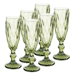 Retro sklené poháre na šampanské, 6ks, 150ml, zelená, BAROLO TYP 4