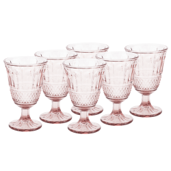 Vintage sklené poháre na víno, 6ks, 220ml, ružová, LEGACY